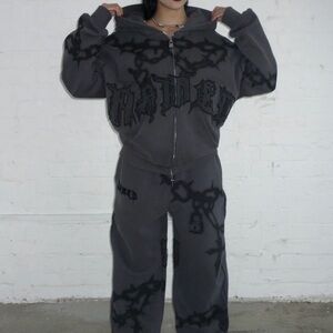 Named Collective Chain Hoodie and Sweatpants Set Cast Iron